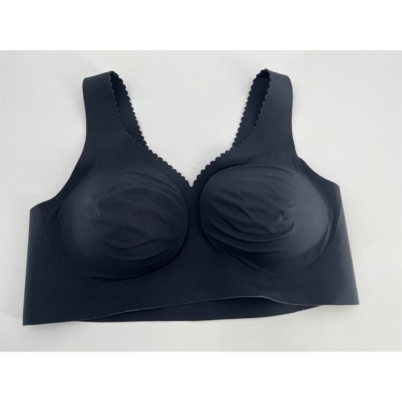 Evelyn Bobbie The Evelyn Bra Sz L Solid Black Pull Over Wireless Smoothing - Picture 1 of 5